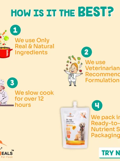 My process is simple and honest. I use real, natural ingredients, follow a veterinarian-recommended formulation, slow cook it for over 12 hours to extract all the goodness, and use special packaging to seal in the nutrients.