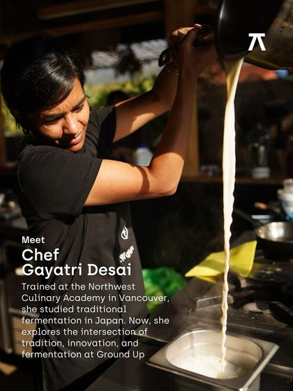 Chef Gayatri Desai of Ground Up, a ferment-forward test kitchen, in her element. We were thrilled to host her for a pop-up, where she showcased how fermentation can be used to create innovative, cuisine-agnostic dishes.