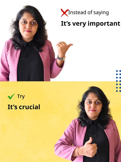 To add weight to your statement, replace 'It's very important' with 'It's crucial'. This simple switch makes your communication more powerful and professional.