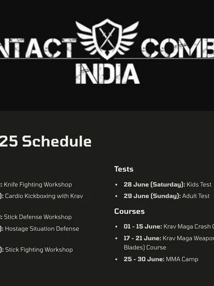 Here is the schedule for our upcoming workshops, courses, and tests. We offer everything from a 15-day Krav Maga crash course to specialized workshops on knife fighting and hostage situations. Plan your training and book your spot.