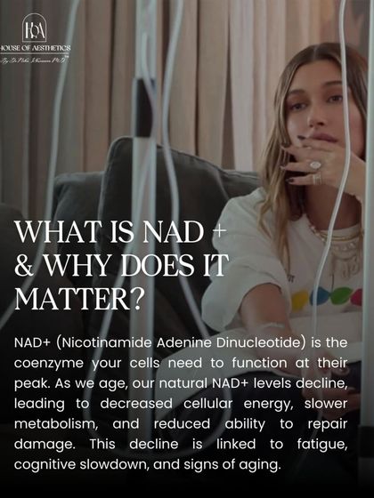 Let's talk about NAD+. This coenzyme is what your cells need to function at their peak. As we age, NAD+ levels decline, leading to fatigue and signs of aging, which is why IV therapy is so transformative.