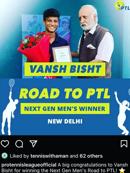 A big congratulations to Vansh Bisht for winning the Next Gen Men's Road to PTL event. This is a fantastic opportunity for him to compete alongside the country's top pros.