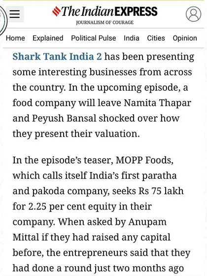 We were thrilled to be featured in The Indian Express for our appearance on Shark Tank India. This recognition inspires us to keep delivering great, hygienic food from our cloud kitchens to the comfort of your home.