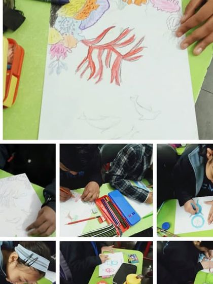 A closer look at the creative process during our Budding Artist Competition. These activities help develop fine motor skills, focus, and imagination.