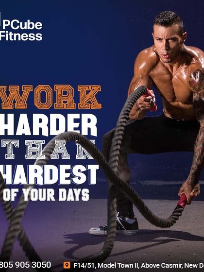 Work harder than your hardest days. A member gives his all on the battle ropes, a high-intensity workout that builds strength and stamina.