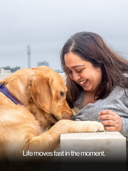 It's the small, in-between moments that often mean the most. This gentle interaction between a golden retriever and his owner shows the quiet, profound connection I aim to capture.