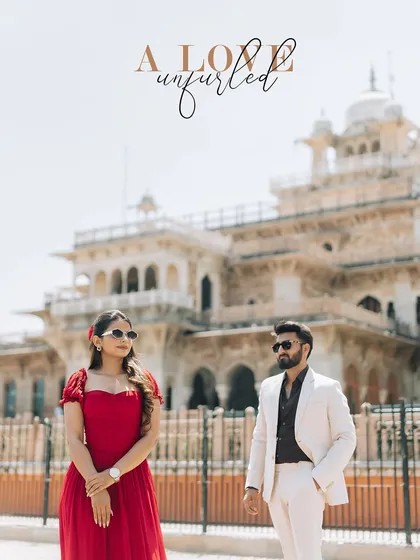 A minimalist and artistic portrait with a text overlay, perfect for a save-the-date card or album cover.