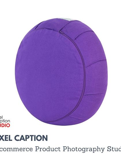 A branded shot of the purple yoga cushion, ready for use on a website or in a catalog.