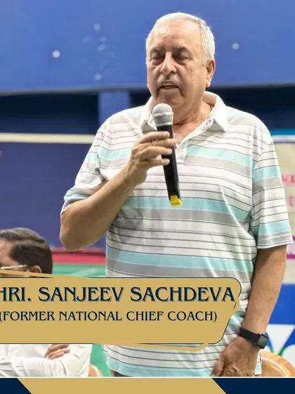 Former National Chief Coach, Shri. Sanjeev Sachdeva, speaking at our summer camp inauguration, lending his prestigious presence to our event.