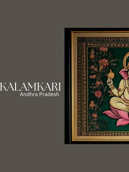 This graphic identifies the Kalamkari art form from Andhra Pradesh. Integrating these hand-painted tales into my designs allows me to create spaces with cultural depth and modern sophistication.