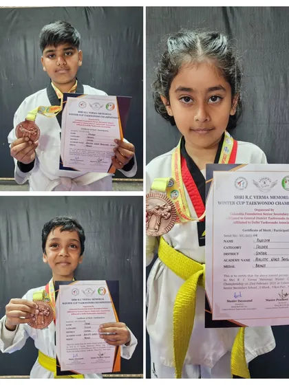 Winners from the Shri R.C. Verma Memorial Winter Cup Taekwondo Championship. My students Ayushman and Tanishqa secured gold medals.