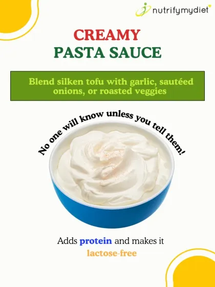 Make a Creamy, Lactose-Free Pasta Sauce. Blend silken tofu with garlic and herbs for a delicious and creamy pasta sauce. It's a great way to add protein and make the dish lactose-free.