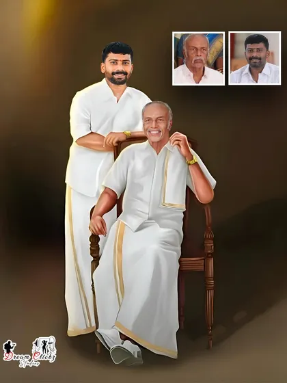 This is an example of my imaginary art service, a heartfelt digital portrait I created for a client. By combining two different photos, I was able to paint a picture of a father and son together, creating a unique and emotional piece of family art.