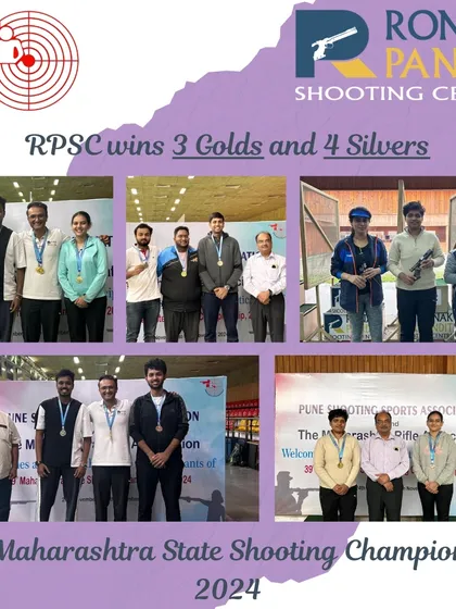 RPSC shines bright with 3 Golds and 4 Silvers at the 39th Maharashtra State Shooting Championship. This collage celebrates our champions and their unmatched skill.