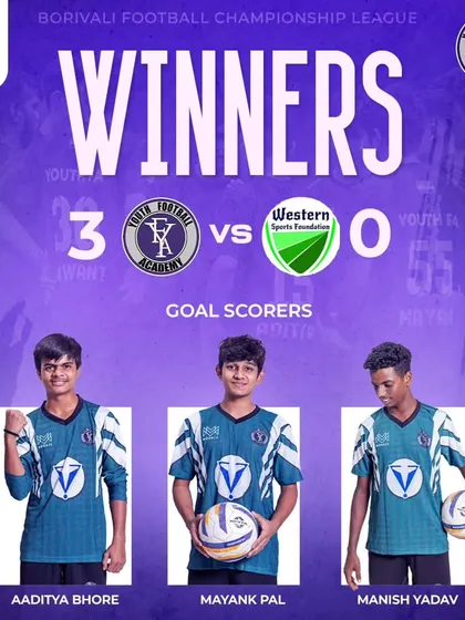 A clean sheet and a 3-0 win. Congratulations to our goal scorers Aaditya, Mayank, and Manish for their clinical finishing against Western Sports Foundation.