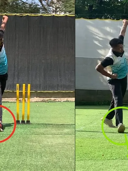 The front foot control is visibly better. This stability is the foundation upon which we built a more powerful and consistent arm flow.
