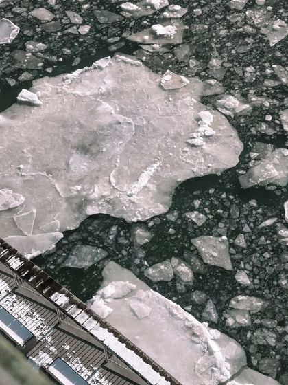 A top-down, abstract view of the ice floes from Little Island. I'm always looking for these kinds of patterns and textures in the urban environment.