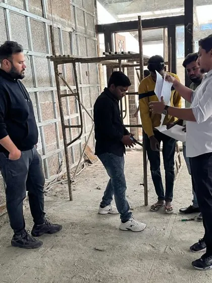 Our execution team, Maze Concept Build, on-site during a project. We believe in a hands-on approach, working closely with our craftsmen to ensure every detail of the design is implemented correctly.