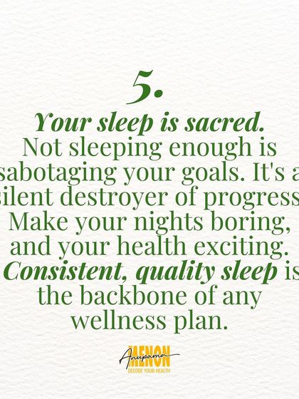 Your sleep is sacred. Not sleeping enough is a silent destroyer of progress. Make your nights boring and your health exciting.