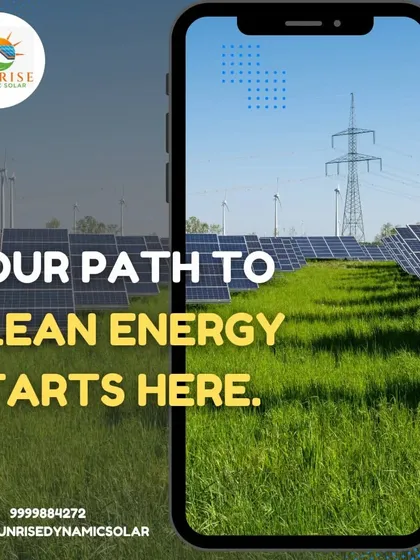 Your path to clean energy starts here. This image shows how solar farms can coexist with green landscapes, providing power without harming the environment.