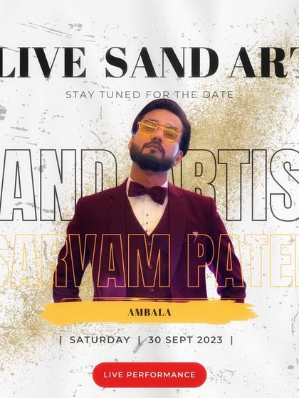 An announcement for a live sand art performance in Ambala.