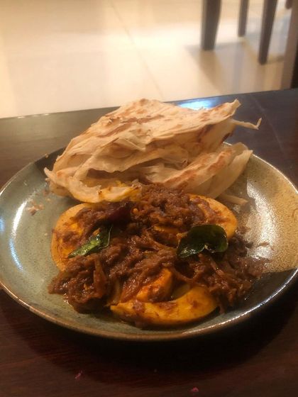 Egg roast is another classic comfort food from Kerala. Hard-boiled eggs are simmered in a spicy onion and tomato masala. It’s best enjoyed with flaky parottas or appams for breakfast or dinner.