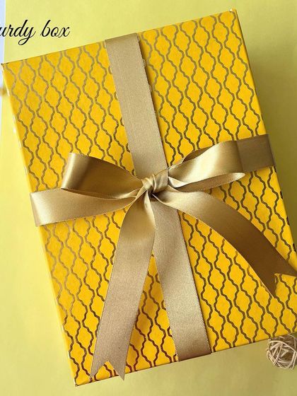 The sturdy and elegant box we use for our Diwali hampers, ensuring your gift arrives beautifully presented.