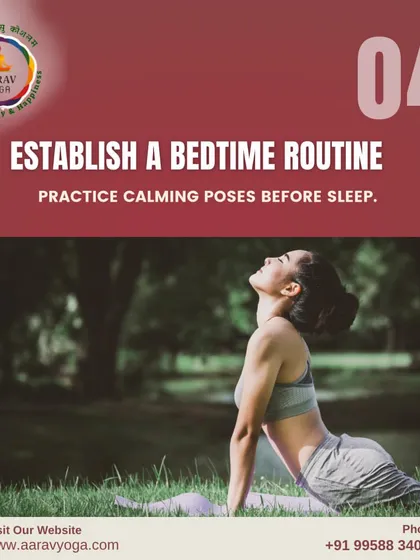 The final tip in our sleep series emphasizes establishing a bedtime routine. Practicing calming poses like the one shown can signal to your body that it's time to rest.