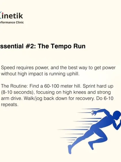 The Tempo Run is a key workout for building speed. This involves running at a "comfortably hard" effort to increase your lactate threshold, training your body to clear metabolic waste and delay fatigue.