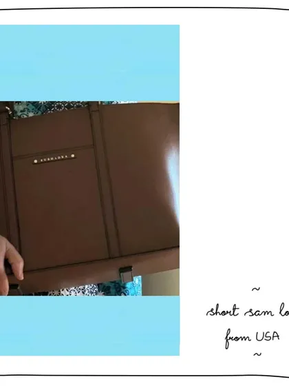 A Short Sam tote in classic Honey Almond tan, a thoughtful gift from our patron Padma.