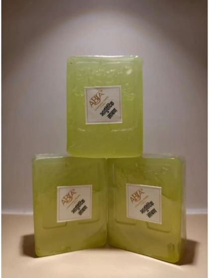 A stack of my handmade Ayurvedic Bath Soaps, which provide a gentle, non-drying cleanse suitable for daily use.