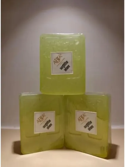 A stack of my handmade Ayurvedic Bath Soaps, which provide a gentle, non-drying cleanse suitable for daily use.
