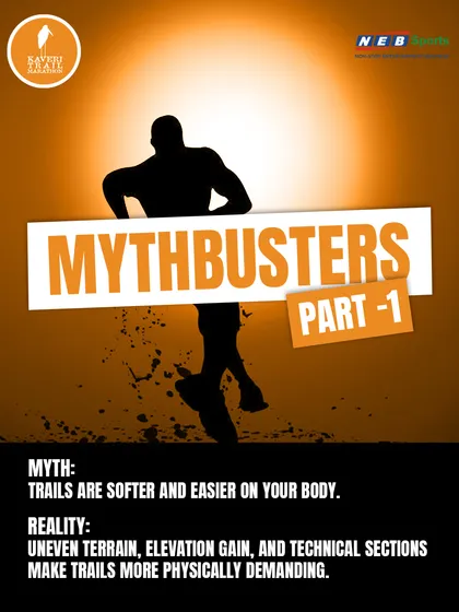 Mythbusters Part 1: Think trails are easier on your body? The reality is that uneven terrain and elevation gain make trails more physically demanding.