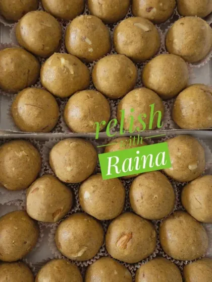 Two boxes of Sattu Laddoos with jaggery. Sattu is low in calories but high in fiber, helping you feel full for longer.