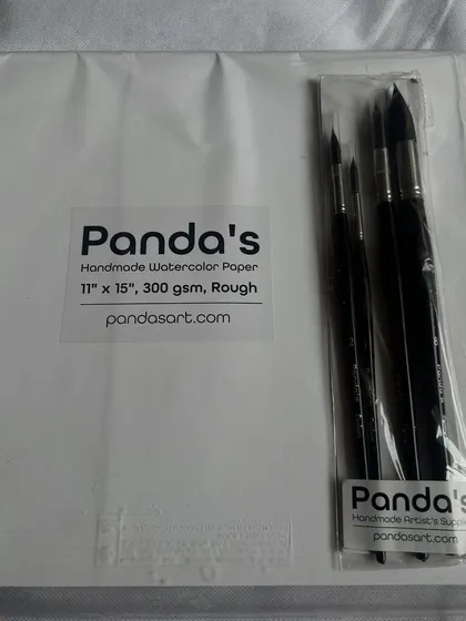 New handmade watercolor paper and brushes from Panda's Art. Supporting small art businesses is very important to me.