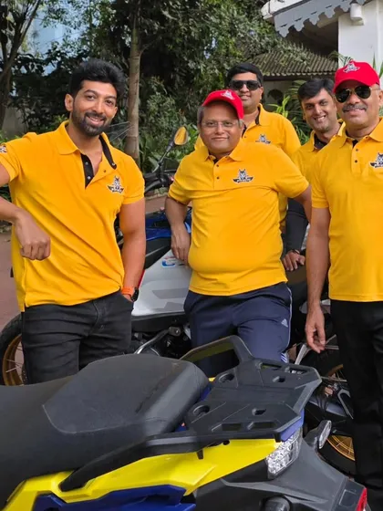 Our crew, the riding brotherhood, ready for another Sunday adventure. We often wear matching shirts, not just for looks, but as a sign of our unity and shared passion for these heritage motorcycle trips.
