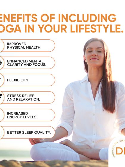 An infographic on the benefits of including yoga in your lifestyle, from improved physical health and flexibility to stress relief and better sleep.