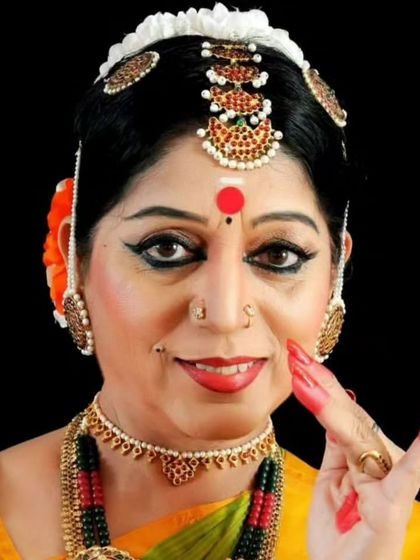 A portrait where I am using a 'mudra', or hand gesture, which forms the vocabulary of our dance language. This particular gesture can signify many things, depending on the context of the story being told.