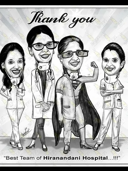 A slightly different version of the thank you caricature for the medical team. Creating art with such a powerful and positive message is what makes my work so fulfilling.