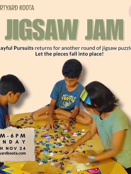 Poster for Jigsaw Jam Round 2, featuring children collaborating on a puzzle.