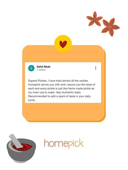 "Superb Pickles... just like home made pickle as my mom use to make." Thank you, Sahil, for this amazing review. We love being able to bring that spark of taste to your daily lunch.