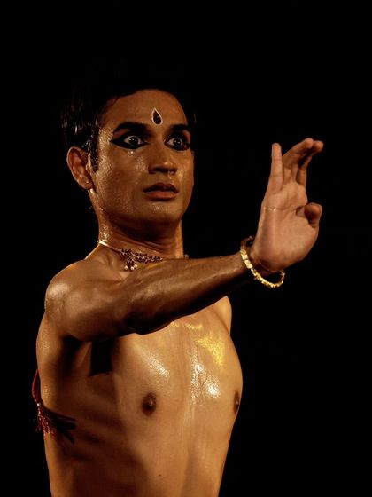 A close up of an expressive moment, showing how I use my eyes and facial muscles to convey a wide range of emotions, from surprise to devotion.