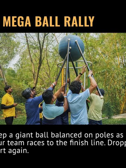 In Mega Ball Rally, your team balances a giant ball on poles while racing to the finish line. If you drop it, you start again. No pressure.
