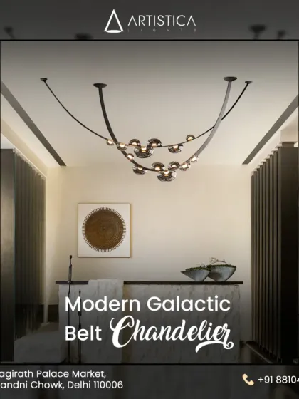 I designed the Modern Galactic Belt Chandelier as a piece of celestial art for your home. Its futuristic, flowing design brings a unique and sophisticated touch to contemporary interiors, making it a true conversation starter.