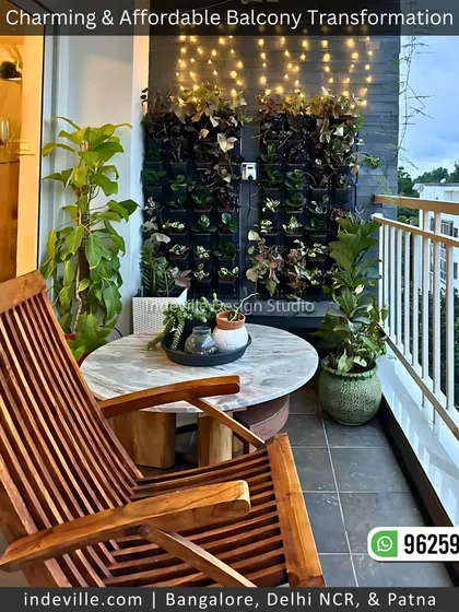 Even a small city balcony can become your personal escape. For this cozy transformation, I used a lush vertical garden, warm fairy lights, and comfortable wooden furniture to create a perfect spot for relaxation.