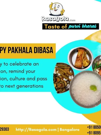 This image highlights the different elements that make up a Pakhala meal. It's a day to celebrate our culture and pass on our traditions to the next generation, one delicious bite at a time.