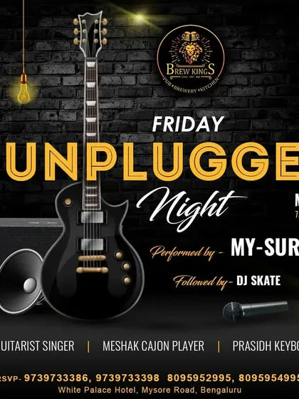 Poster for a "Friday Unplugged Night" where I followed a live band performance with a DJ set.