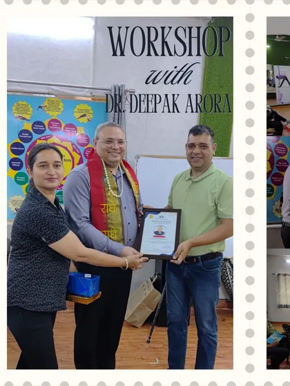 A proud moment from our Knee Pain Management workshop. I am presenting a certificate to Dr. Deepak Arora, an orthopedic surgeon from Max Hospital, thanking him for sharing his invaluable expertise with our students.