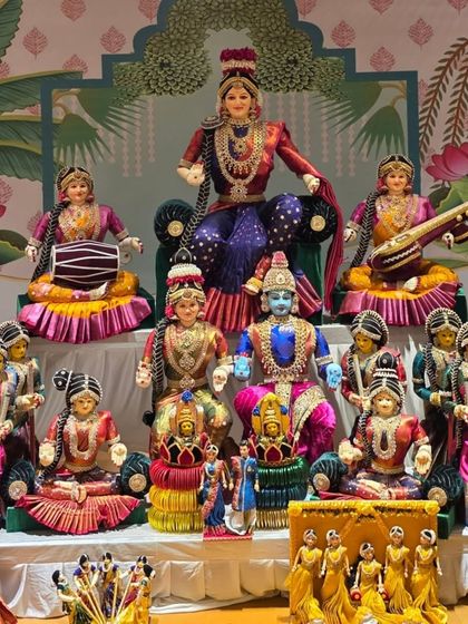 A close-up of the central figures in the Golu display.