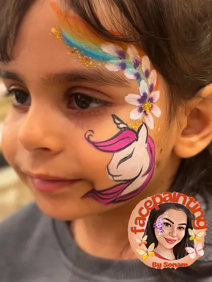 A beautiful unicorn with a rainbow and floral accents. The glitter makes it sparkle and shine.